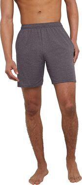 Hanes Mens Large Charcoal Heather Essentials Cotton Jersey Shorts Casual OS21-38